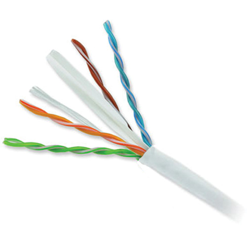 Cat6 cable with outer sheath stripped showing four color-coded twisted pairs